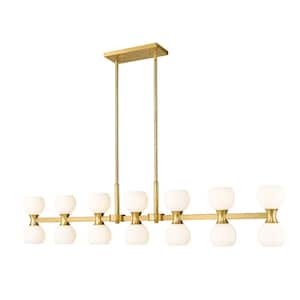 Artemis 14-Light Modern Gold Island Chandelier Light with Matte Opal Glass Shade with No Bulbs Included