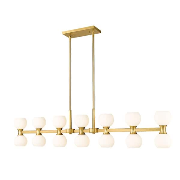 Unbranded Artemis 14-Light Modern Gold Island Chandelier Light with Matte Opal Glass Shade with No Bulbs Included