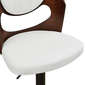 Swivel Bar Stools Set of 2 Seat Height Adjustable Wooden Barstools PU Leather Upholstered Bar Chairs with Back, White