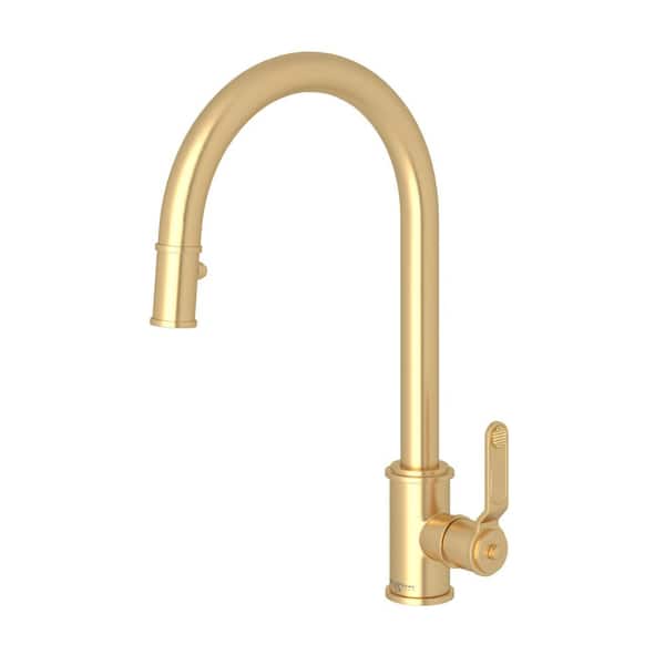 Armstrong Single-Handle Pull-Down Sprayer Kitchen Faucet in Satin English Gold