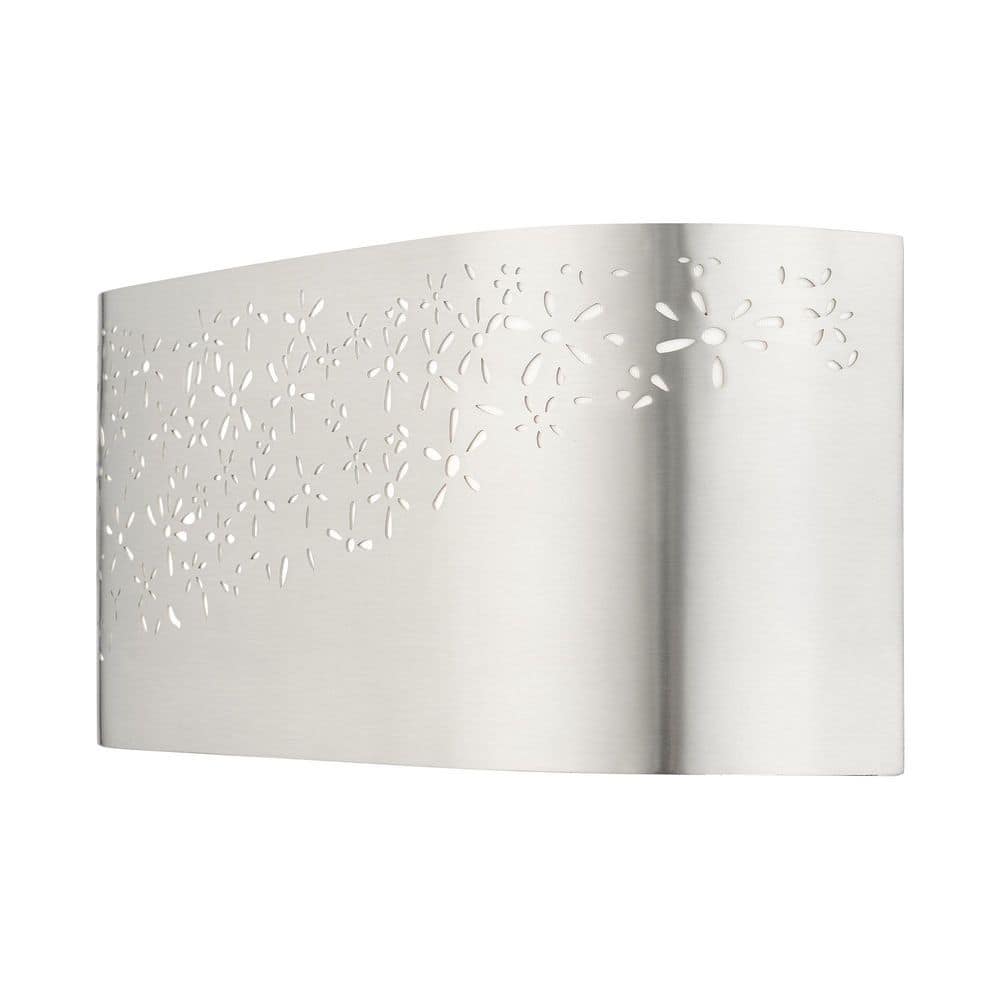 Noria Brushed Nickel 2-Light Vanity Sconce with Off-White Linen Shade
