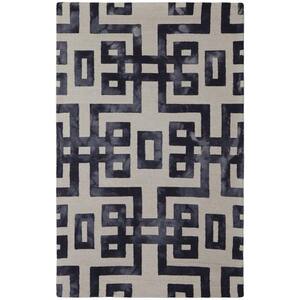 10 X 14 Ivory and Black Solid Color Area Rug
