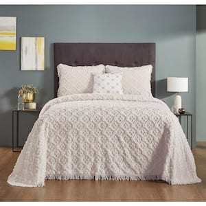 Charleston Collection 4-Piece Ivory King 100% Cotton Bedspread Set