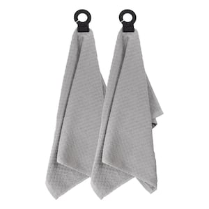 Hook and Hang Gray Woven Cotton Kitchen Towel (Set of 2)