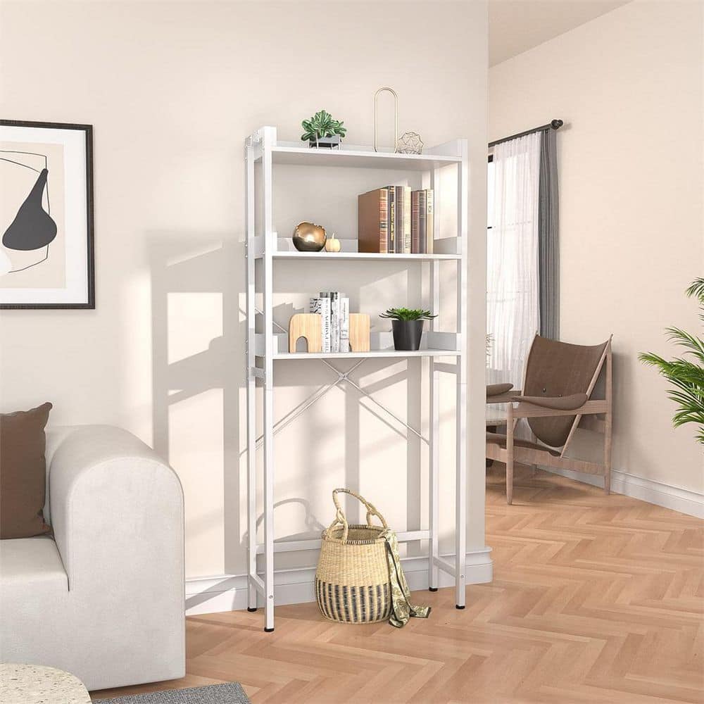 White Metal Frame 3-Tier Over-the-Toilet Storage Shelf