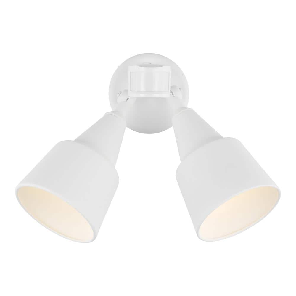 Generation Lighting 2 Head White Motion Activiated Outdoor Flood Light with Photo Cell
