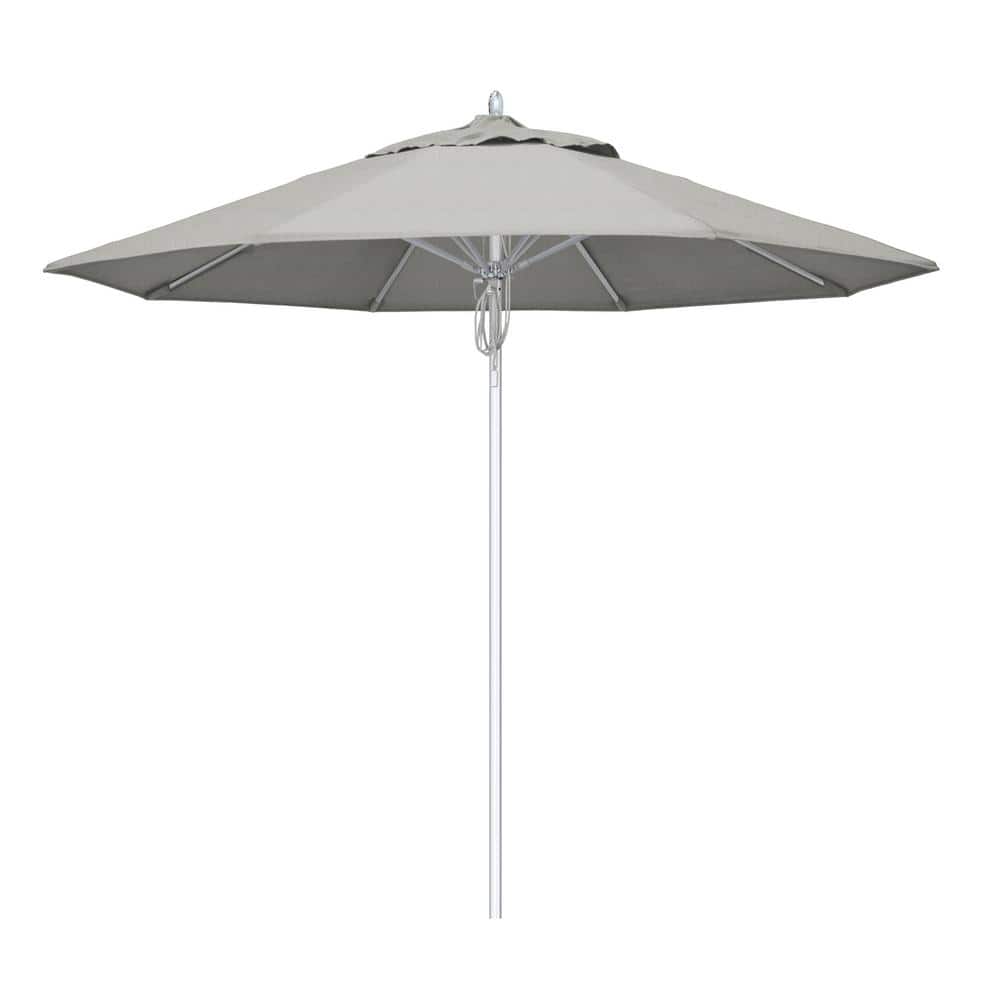 9 ft. Silver Aluminum Commercial Market Patio Umbrella Fiberglass Ribs and Pulley Lift in Granite Sunbrella price history on PriceWatchPro
