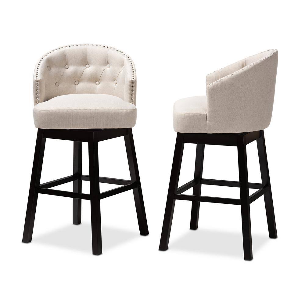 Theron 42" Brown Wood and Leather Swivel Barstool Set