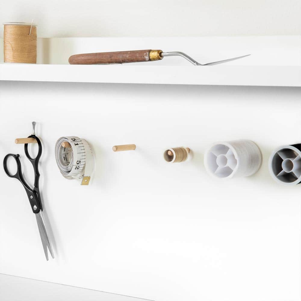 White Wood Craft Desk with Hutch and Filing Cabinet
