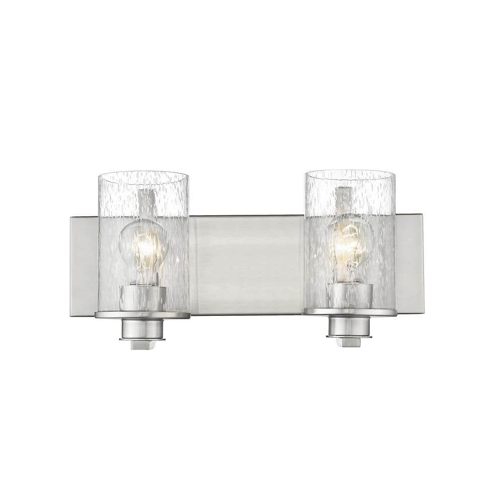 Beckett Brushed Nickel 2-Light Vanity with Clear Seedy Glass