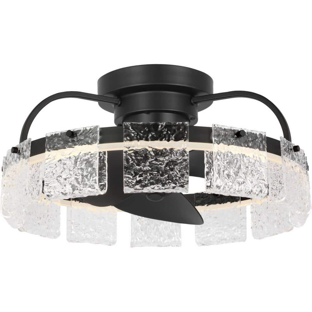 Matte Black Low Profile LED Chandelier Ceiling Fan with Remote