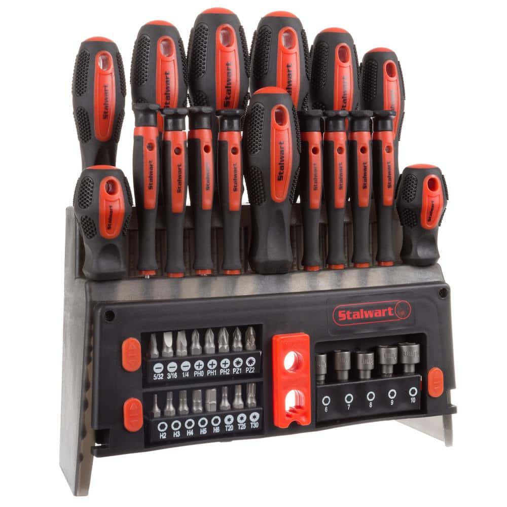 Stalwart 25-Piece Electric Cordless Screwdriver Set with Carry Case (Red) 