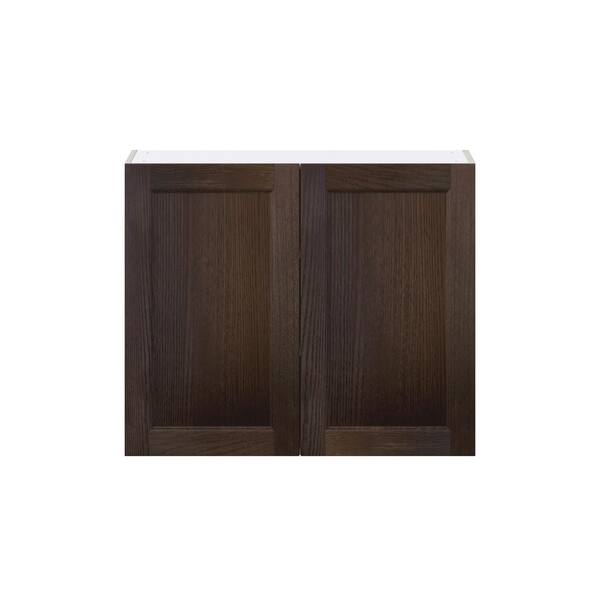 J COLLECTION Lincoln Chestnut Solid Wood  Assembled Wall Kitchen Cabinet with Full Height Door (36 in. W x 30 in. H x 14 in. D)