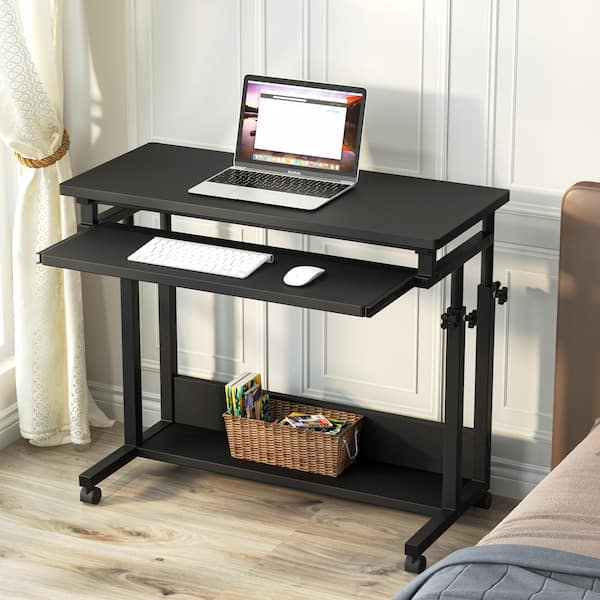 BYBLIGHT Moronia 31.5 in. Black Portable Laptop Desk H Adjustable Laptop  Rolling Table with Keyboard Tray on Wheels BB-C0635GX - The Home Depot