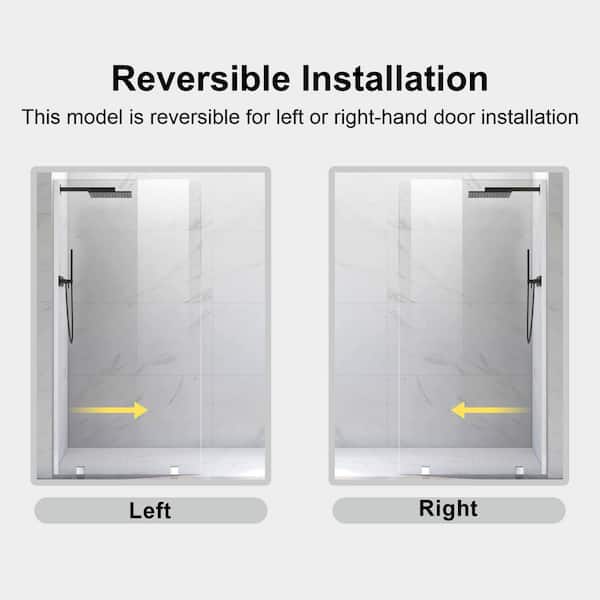 UKH07B 24-1/2 in. W x 80 in. H U-Channel Frameless Fixed Shower Door Panel in Chrome, 3/8 in. Clear Glass