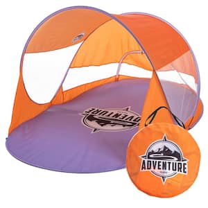 81 in. L Orange Polyester Large Easy Pop Up Beach Tent for 3-4 Persons w/Carry Bag Ultra Lightweight Compact