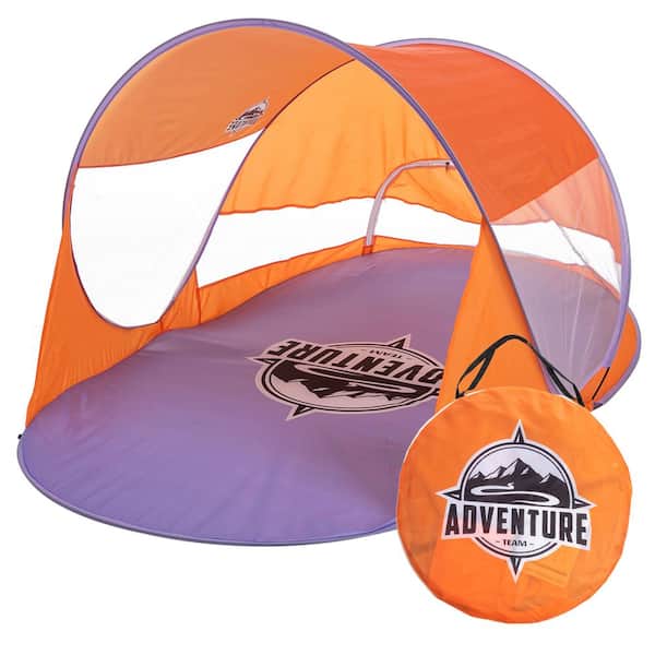 JOYIN 81 in. L Orange Polyester Large Easy Pop Up Beach Tent for 3-4 Persons w/Carry Bag Ultra Lightweight Compact