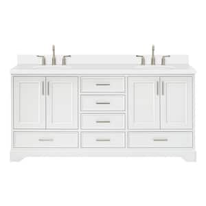Stafford 73 in. W x 22 in. D x 36 in. H Double Sink Freestanding Bath Vanity in White with Pure White Quartz Top
