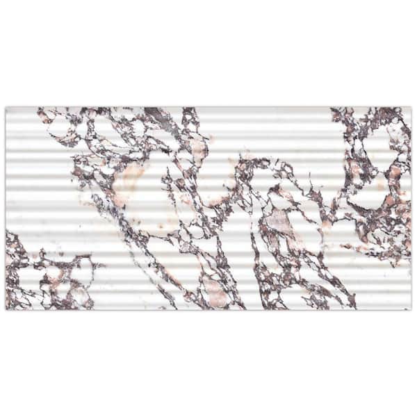 Touche Pleated Deco Rubis 12 in. x 12 in. Porcelain Floor and Wall Take Home Tile Sample
