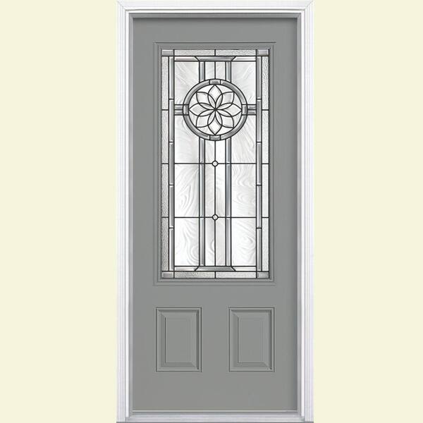 Masonite Carlsbad Three Quarter Rectangle Painted Smooth Fiberglass Prehung Front Door with Brickmold-DISCONTINUED