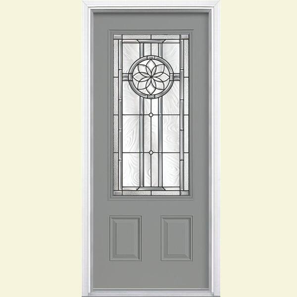 Masonite Carlsbad Three Quarter Rectangle Painted Steel Prehung Front Door with Brickmold-DISCONTINUED