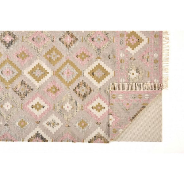 10 ft. x 14 ft. Pink and Gold Geometric Area Rug