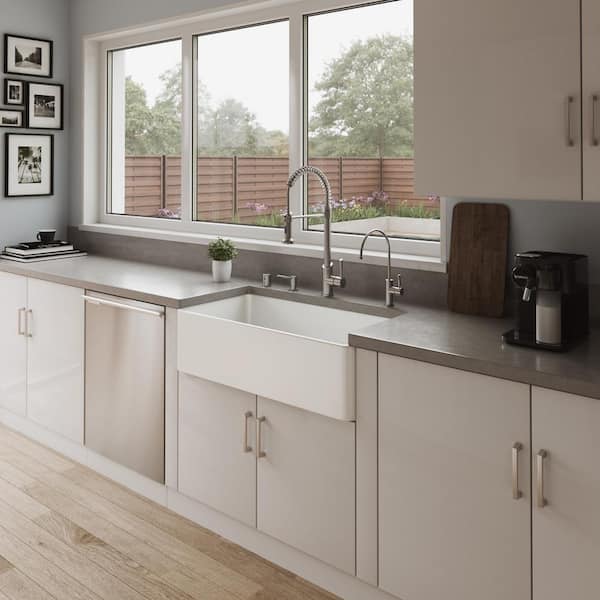 ALFI BRAND Fireclay 36 in. Single Bowl Farmhouse Kitchen Sink in