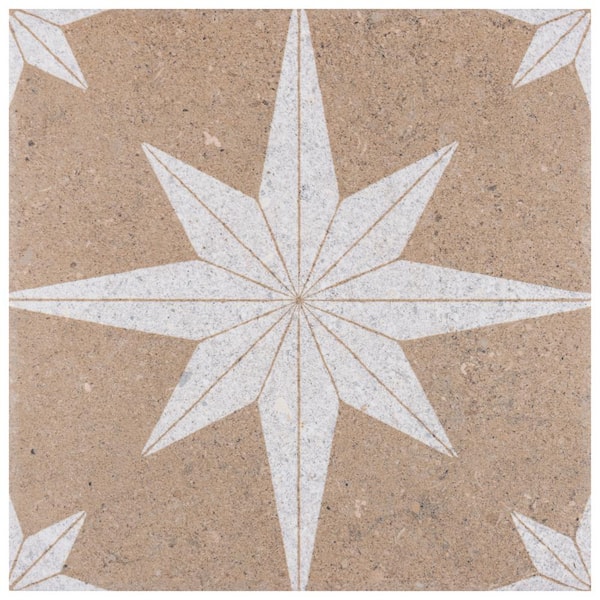 Merola Tile Compass Star Sand Stone 8 in. x 8 in. Porcelain Floor and Wall Tile (11.5 sq. ft./Case)