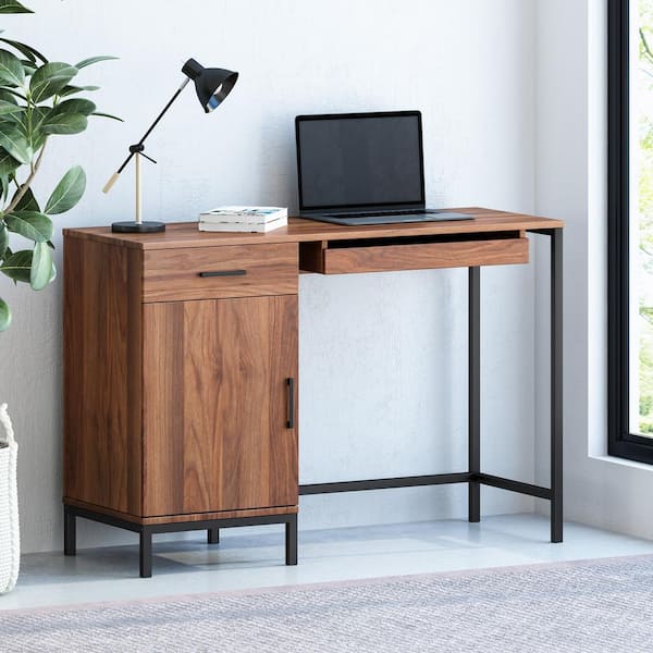 Reclaimed Wood Office Desk With Black Trapezium Legs, CUSTOMISABLE 