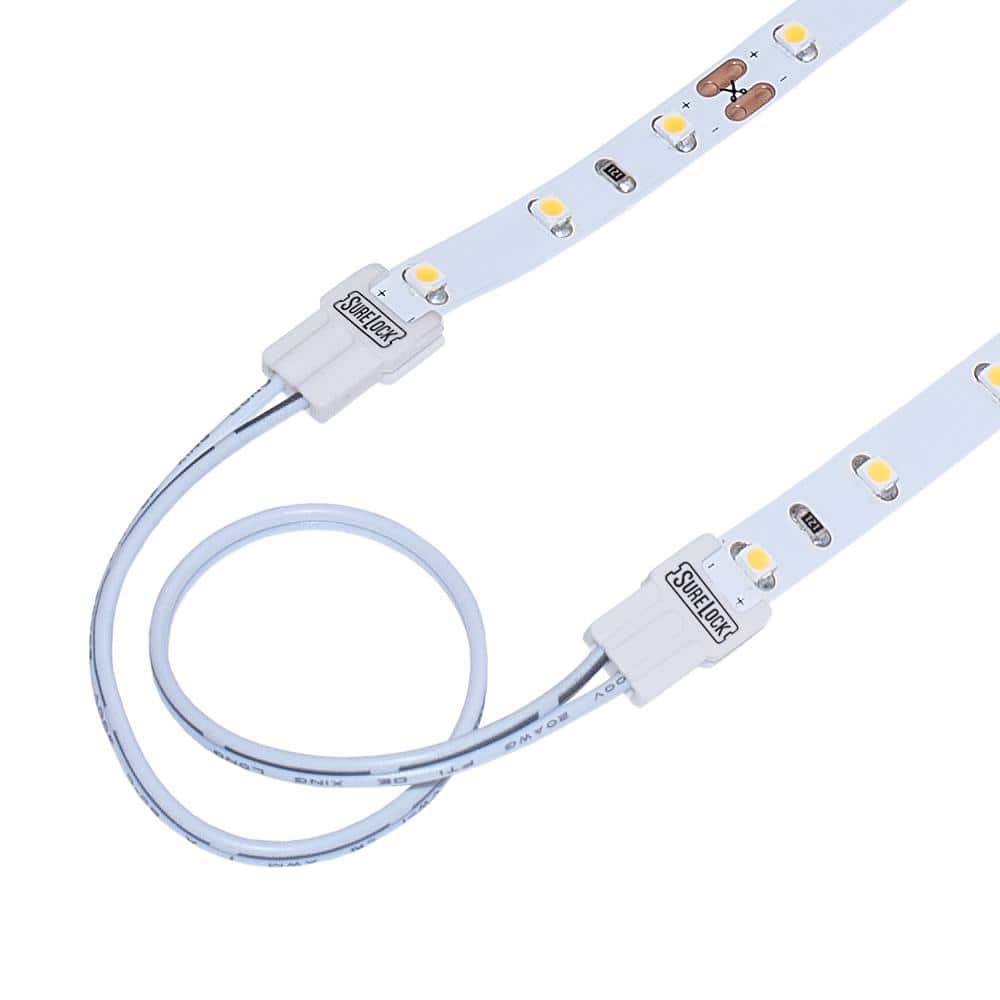 SureLock White LED Strip Light Wire Lead Connector, 5 Pack