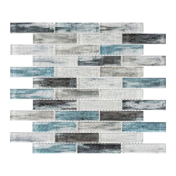Giovan Kopan Blue/Gray 11-3/4 in. x 11-3/4 in. Textured Glass Brick Joint Mosaic Tile (4.8 sq. ft./Case)
