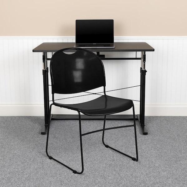 Plastic Stackable Side Chair in Black