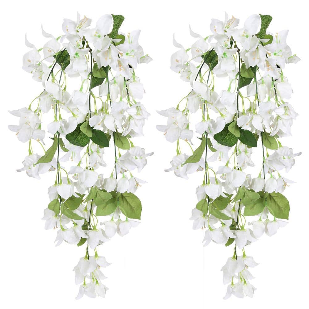 1.5 in. 29.13 in. White Artificial Bougainvillea Plant UV