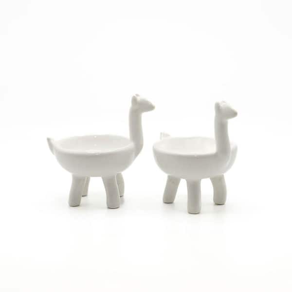 2.36 in. x 3.15 in. White Ceramic Llama Pinch Bowls, Condiment Servers (Set of 2)