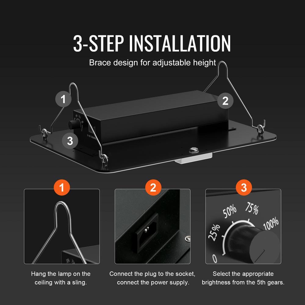 VEVOR 17.68-Inch Black Aluminum LED Grow Light Kit