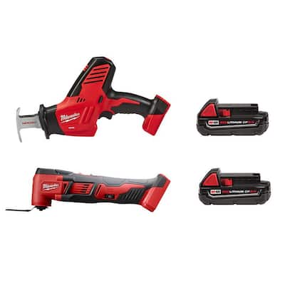 M18 18-Volt Lithium-Ion Cordless Hackzall Reciprocating Saw with Multi-Tool and (2) 2.0 Ah Compact Batteries