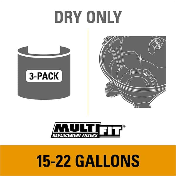 General Debris VF2008 Wet Dry Vac Dry Pick-up Only Dust Collection Bags for 15-22 Gal. Shop-Vac Brand Shop Vacuums (3pk)