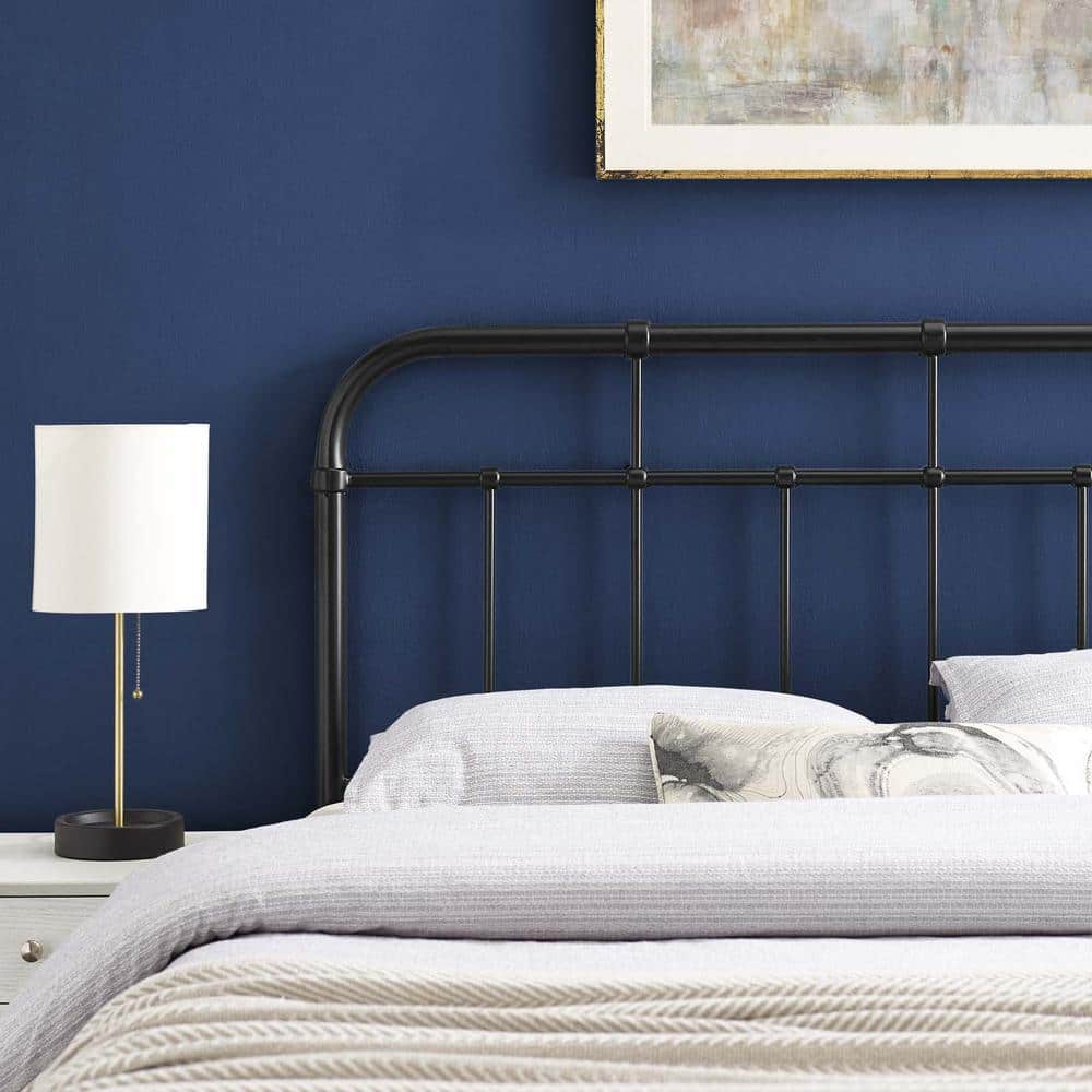 Alessia Full Black Powder-Coated Iron Spindle Headboard