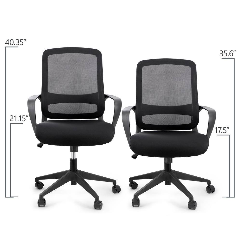 Mid Back Mesh and Fabric Adjustable Height Office Chair - Thumbnail 4