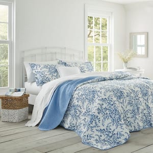 Laura Ashley Colleen's Coastal Patchwork 2-Piece Blue 100% Cotton