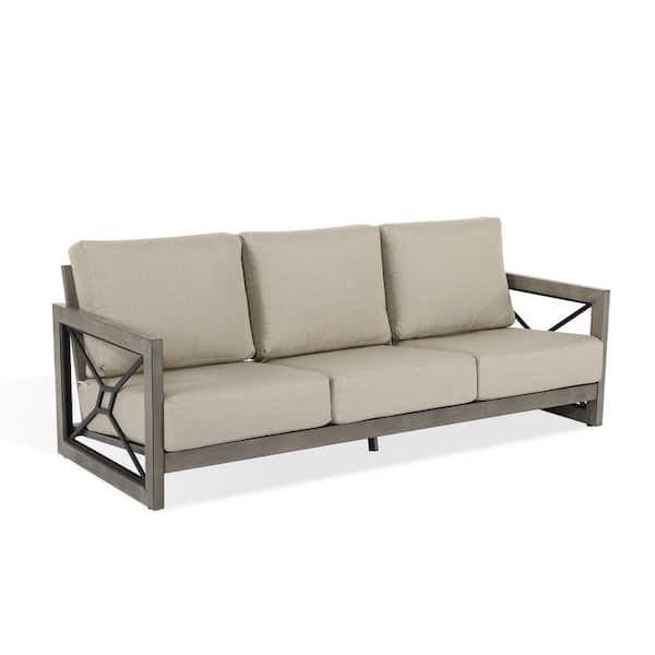 Marindo Aluminum Outdoor Conversation Sofa Couch with Echo Dune Sunbrella Cushions