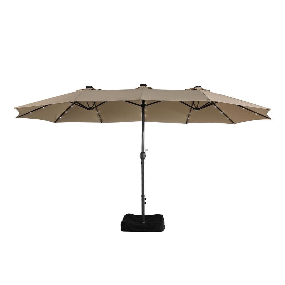 15 ft. Extra-Large Outdoor Market Double-Sided Patio Umbrella with Base and