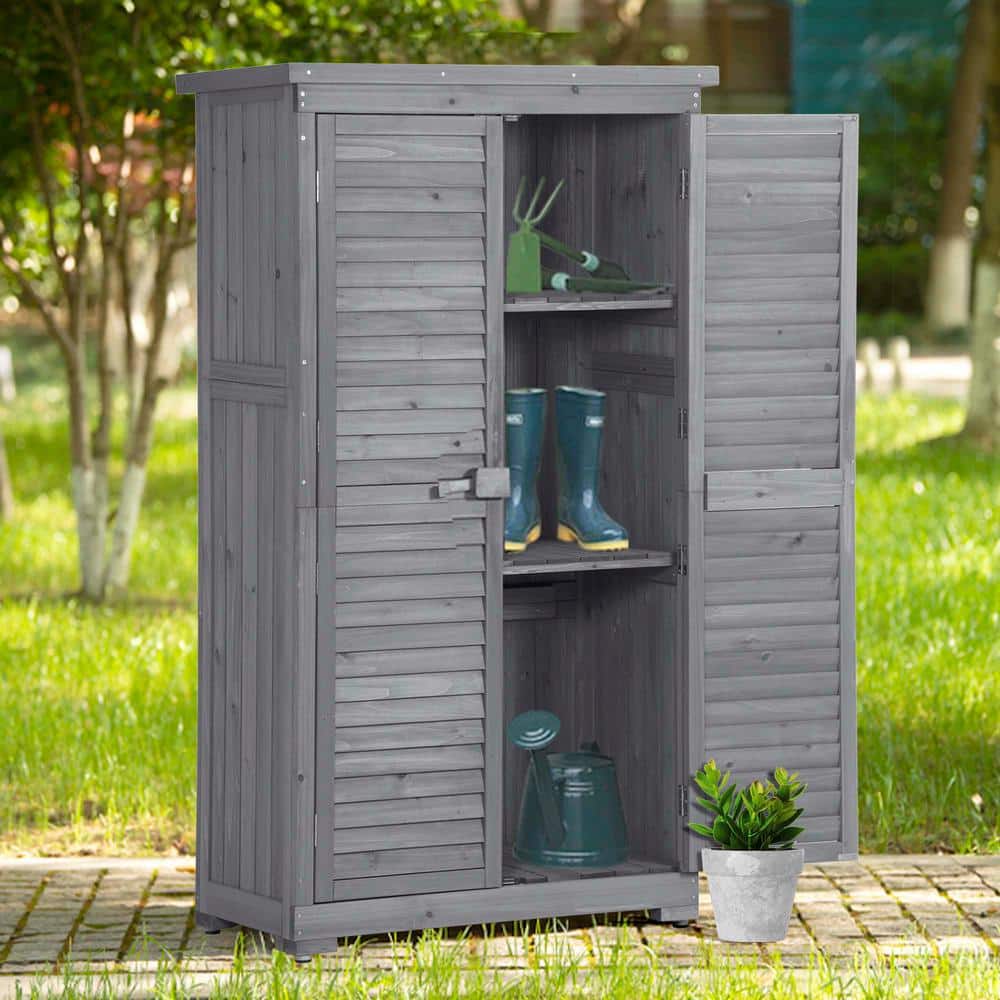 3 ft. W x 2 ft. D Outdoor Wooden Garden Shed, Patio Storage Cabinet Organiz