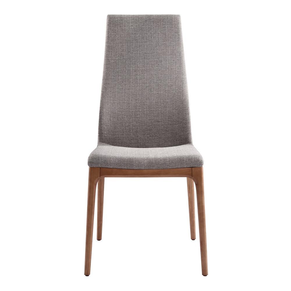 Parker 19'' Gray Fabric and Walnut Wood Mid-Century Side Chair