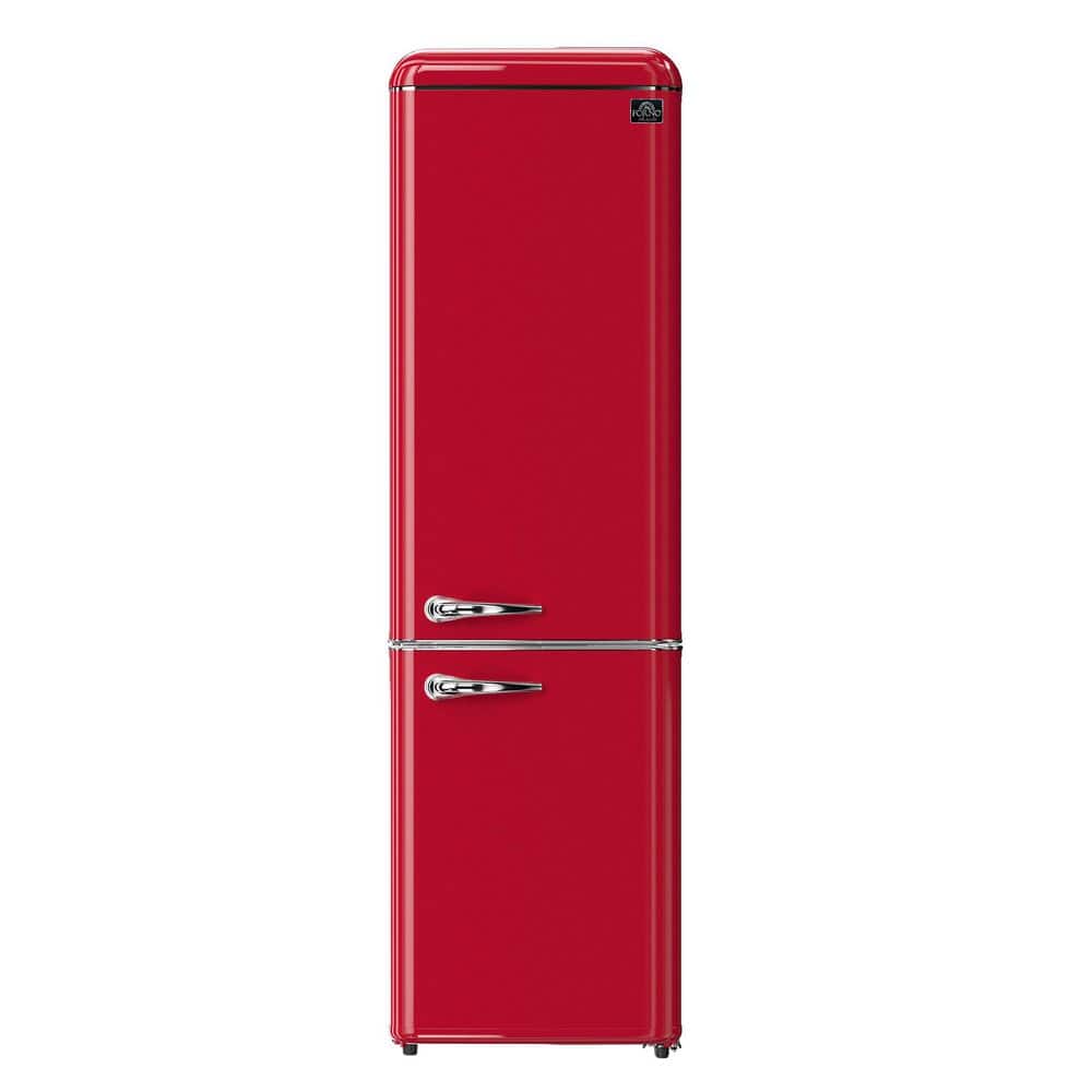 Forno Storico 22 in. Retro Bottom Freezer Fridge in Red, 9 cu. Ft