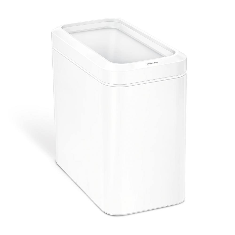 25 Liter Slim Open Trash Can, White Steel