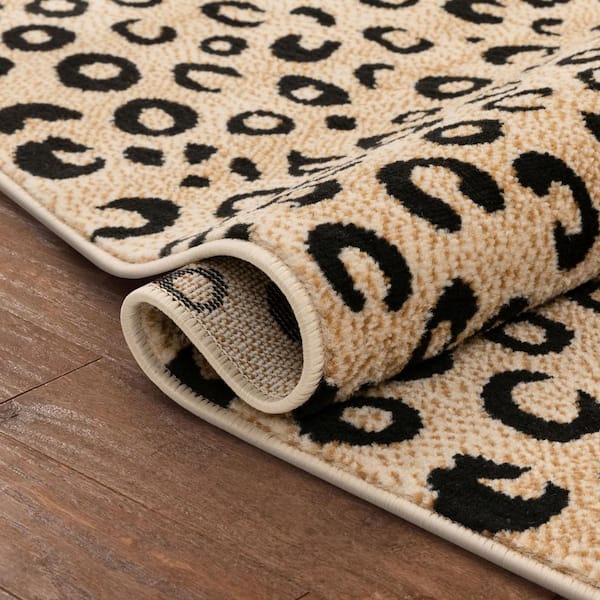 Dulcet Leopard Black 2 ft. x 7 ft. Modern Animal Print Runner Rug