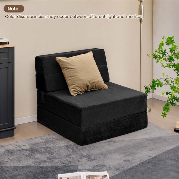 Costway 28 in. Black Full Size Tri Fold Polyster Fold Down Chair Sofa Bed HCST00350 The Home Depot