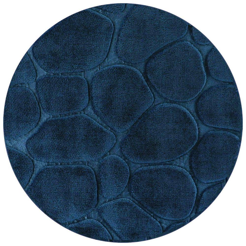 Navy Blue Memory Foam Cobble Stone Bath Mat