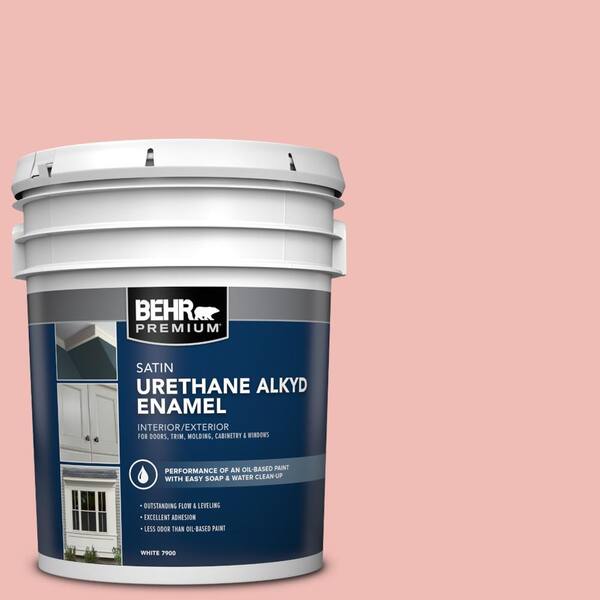 BEHR PREMIUM 5 gal. #BIC-04 Pink Taffy Urethane Alkyd Satin Enamel Interior/Exterior Paint